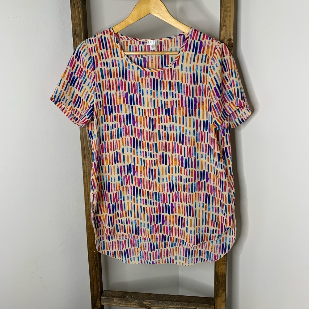 Spense Colorful Patterned Women's Top Size S